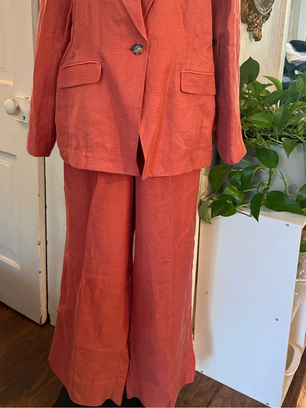 NWT J Crew Astrid Corsl Colored Elastic Waist Linen-Cupro Ankle Pants Large